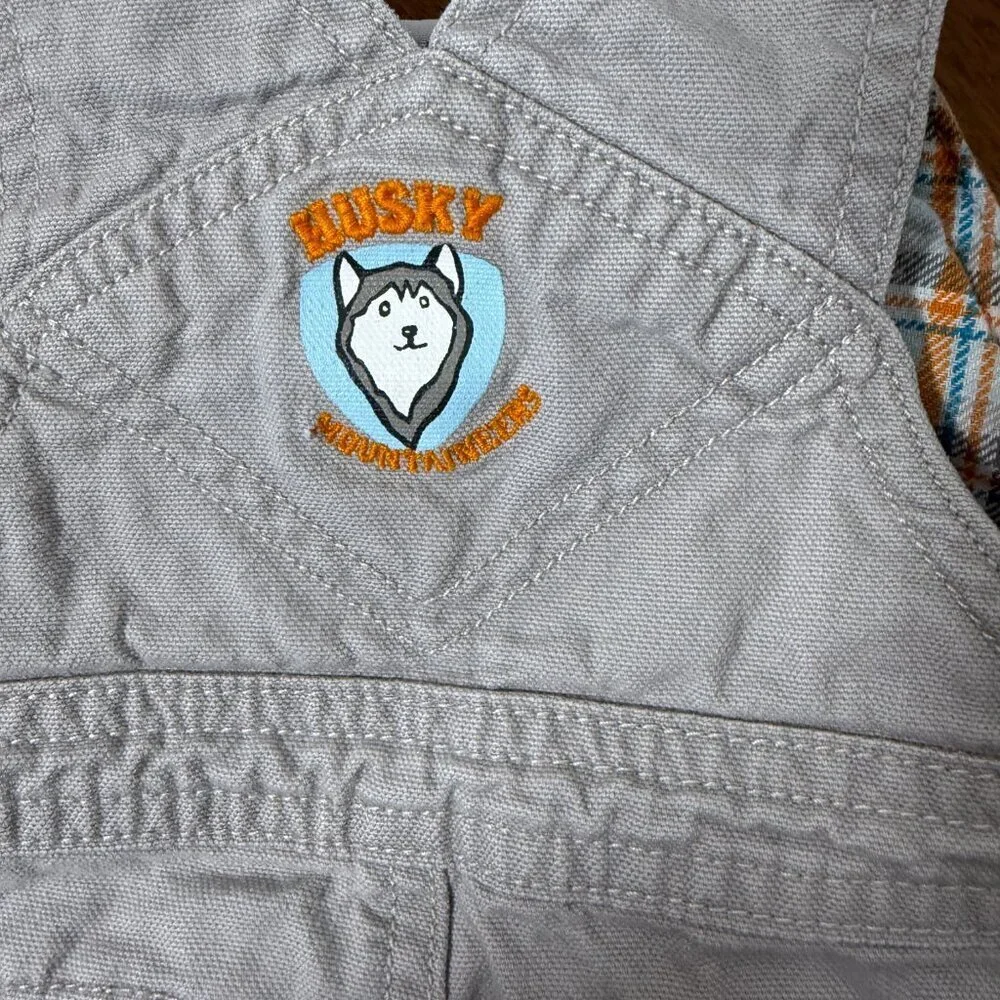 HUSKY Dog Gymboree Overalls Boys 100% Cotton 3-6 MOS